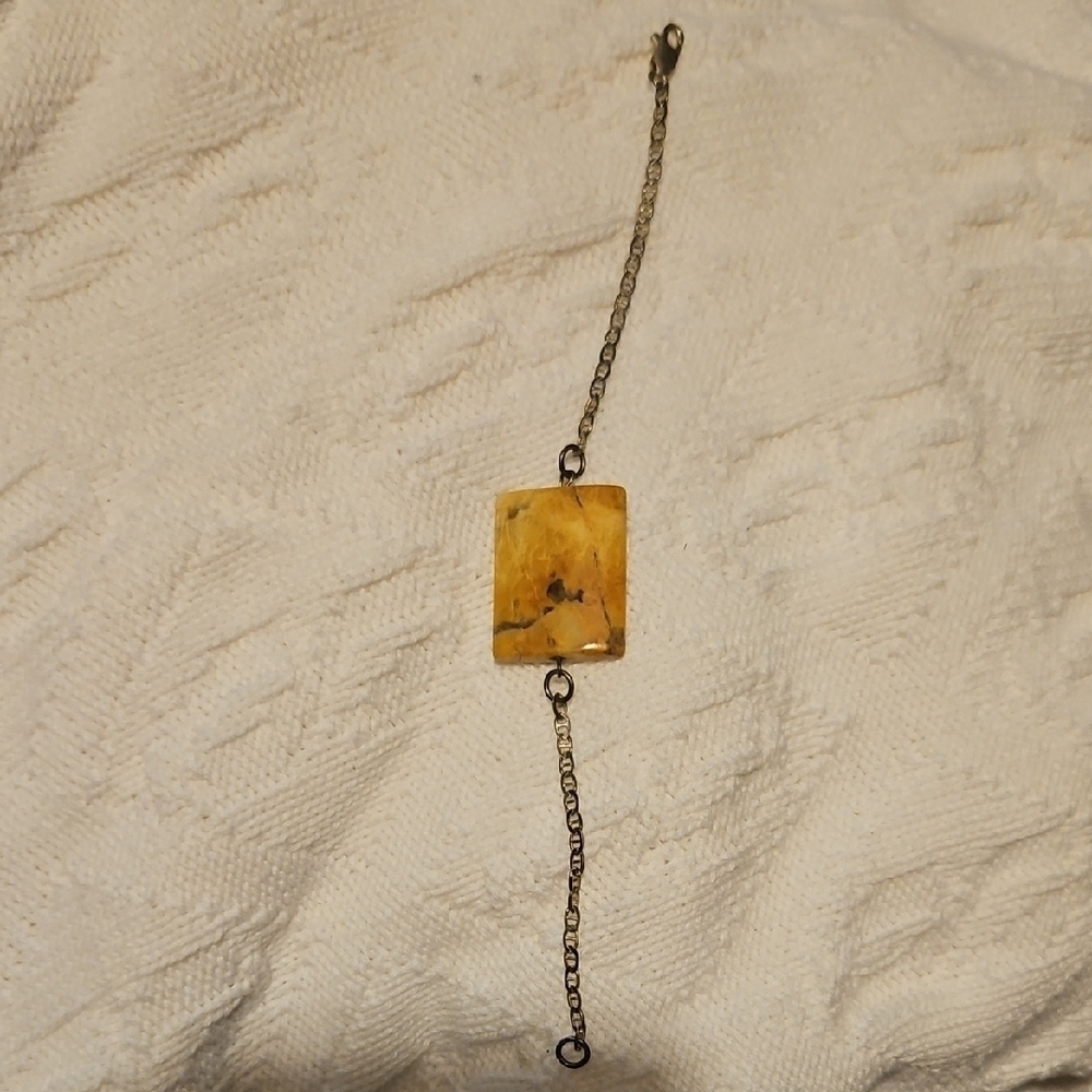 Gold Chain Bracelet with Yellow Stone